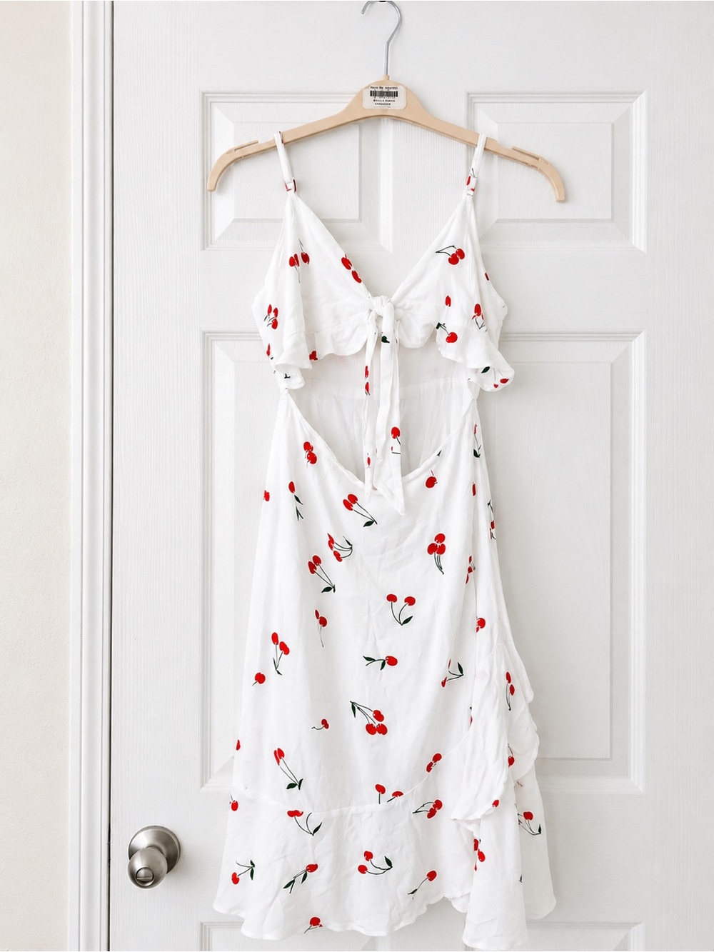 Cherry Bow Front Ruffle Wrap Retro Midi Dress | medium | etophe studio